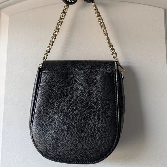 🖤EUC Bandolier Shay Genuine Pebble Leather Shoulder Mini Bag, Black & Gold - Picture 16 of 16